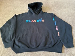 Playboy Black XL Hoodie Multicolor Logo And Sleeve - Picture 1 of 7