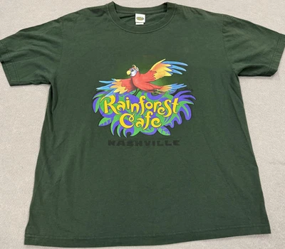 Camisa Rainforest Café Para Hombres Grande Verde Loro Nashville Recuerdo Gráfico Camiseta L Foto 1 de 4