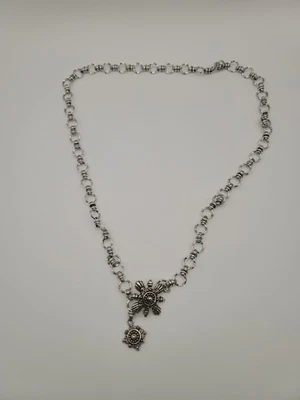 Cinturón Brighton Flor Cadena Eslabón Tono Plata Ajustable Vintage Foto 1 de 4