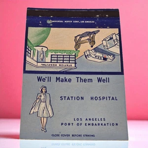 Royal Flash Bill Matchbook Cover Army Station Hospital WWII Nurse Los Angeles CA - Picture 1 of 5
