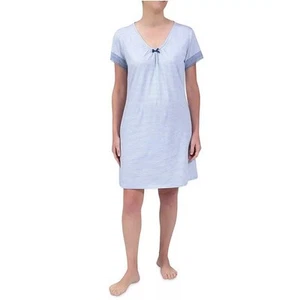 Miss Elaine Cotton Striped Nightgown Blue Small - Picture 1 of 4
