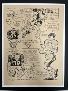 1960's Phil Bissell Original Football Cartoon Artwork Illustration - Picture 1 of 6