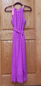 Vestido Midi Lilly Pulitzer Salvaje Fucsia Festoneado Concha Encaje Talla Mediana - Imagen 1 de 2