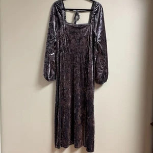 AVA & VIV Womens Whimsigoth Velvet Midi Dress Size 2X Square Neck Going Out Date - Picture 1 of 10
