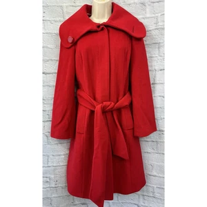 Coast Mantel rot Wolle Kaschmir Tweed Größe 8 Taschen Dark Academia - Bild 1 von 12