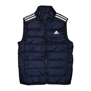 ADIDAS NUEVO $100 Essentials Chaleco acolchado de 3 rayas azul marino para hombre pequeño - Imagen 1 de 3
