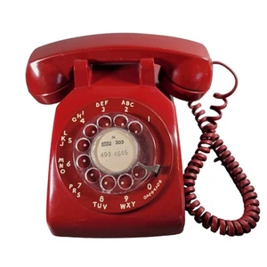 Vintage Red AT&T Rotary Dial Phone RF87TL-02F 500DM - Zdjęcie 1 z 16
