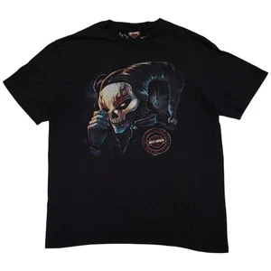 Harley Davidson Biker Built Mens Graphic T-Shirt Skull Jester Size L Black - Picture 1 of 8