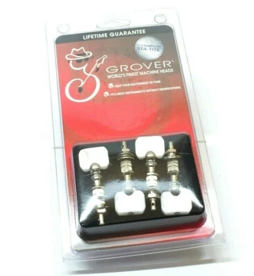 Grover Nickel/Square Pearloid Button Perma-Tension 4-string Banjo Tuners 885N - Image 1 of 2