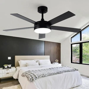 Ceiling Fans with Lights 48 Inch Black Ceiling Fan with Light and Remote Control - Picture 1 of 9