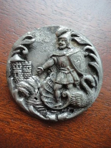 Rare Antique 18th Century Button Castle Knight Swan Silver Pot or Poured Metal  - Picture 1 of 6