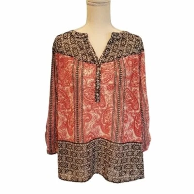 Blusa Charter Club Paisley Bohemia Boho Top Campesino Poliéster Mujer Mediana  Foto 1 de 4
