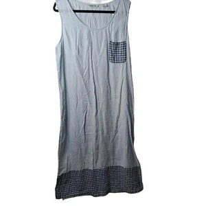 Orvis Womens Blue Sleeveless Checkered Hem Colorblock Linen Maxi Dress Size XL - Picture 1 of 8