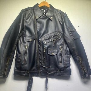 Premium Herren Brando Classic Lederjacke Echtleder Biker Lederjacken - Bild 1 von 4