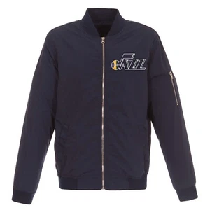 NBA Utah Jazz Lightweight Nylon Bomber Jacket Embroidered Logo Navy - Bild 1 von 3
