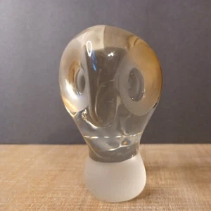 Clear Art Glass Owl Figurine or Paperweight Vintage Big Eyes MCM - Picture 1 of 9