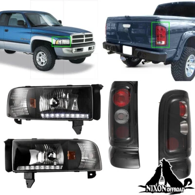 Headlights + Tail Lights for 1994-2002 Dodge Ram 1500 2500 3500 Left+Right - Image 1 of 4
