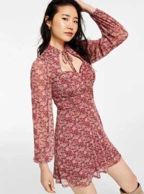 Kit & Sky Mujeres Floral Malla Corsé Mini Boho Calce y Acampanado Vestido Juniors Talla M Foto 1 de 4