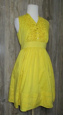 IZ BYER Juniors Sz 3 Yellow Lined Sleeveless Dress Easter Boho Barbie Y2K - Image 1 of 4