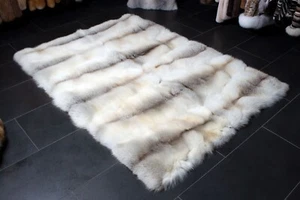 1505 Cozy Fawnlight Fox Fur Carpet - Genuine Fur Scandinavian Real Fox Fur Rug - Picture 1 of 9