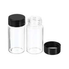 20mL Reagent Glass Storage Bottle 10Pcs Round Plastic Screw Cap Lab Home Clear