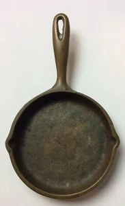 Bronze/Messing Miniatur Bratpfanne gebraucht 3,75 x 6,25 Zoll - Bild 1 von 4