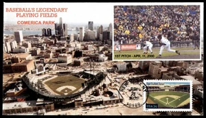 2001 Tiger Stadium Detroit FDC Legendary Playing Fields Comerica Park BGC Cachet - Picture 1 of 2