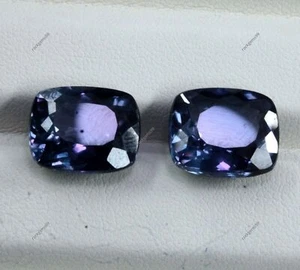 18 Ct Natural Alexandrite Color Change Cushion AA++CERTIFIED Loose Gemstone Pair - Picture 1 of 7