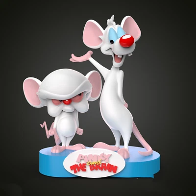 Hand Painted  PINKY AND THE BRAIN 3d Printed Figure Hand Made Statue 3D printing - Image 1 of 4