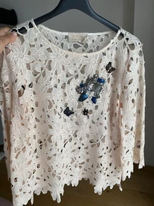 Maglia Elegante Traforata Kaos Rosa Cipria Con Applicazioni Colorate - Foto 1 di 11