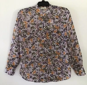 Vince Wisteria Vine Violet Floral Button Up Long Sleeve XS Top Reg $345 NWT - Picture 1 of 4