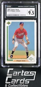 Chipper Jones 1991 Upper Deck #55 1990 Hockey Hologram Braves RC Rookie CGC 9.5 - Picture 1 of 2