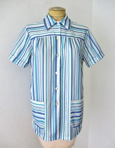 Blusa de colección años 70 uniforme de esteticista bolsillos superiores 38 - Imagen 1 de 6