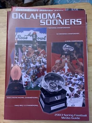 2003 Oklahoma Sooners OU Spring Footbal Media Press Guide Norman OU Stoops - Image 1 of 4