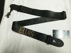 Perri's Elvis Presley Gold Silhouette Graphics on Black Polyester Guitar Strap - Picture 1 of 4