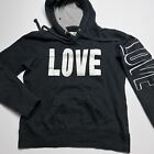 Green Sleeved Brand &quot;Love&quot; Hoodie In Black. Thermal Lined Hood Size: L (Juniors)