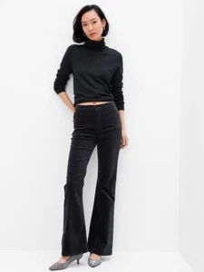 GAP '70s Flare High-Rise Black VELVET Size 12/31 Y2k FRIENDS Pants MSRP $140 - Picture 1 of 3