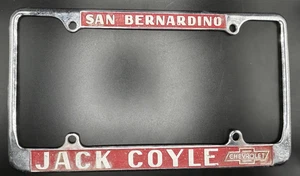Vintage San Bernardino Jack Coyle Chevrolet California Metal License Plate Frame - Picture 1 of 4