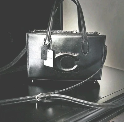 Nuevo con etiquetas Bolso de Mano Coach Nina CR097 Negro Cuero de Becerro Refinado Auténtico Bolso de Mano Viral Foto 1 de 4