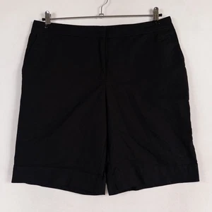 IZOD Shorts Womens 16 Black Bermuda Cotton Spandex Flat Front Casual Summer - Picture 1 of 9