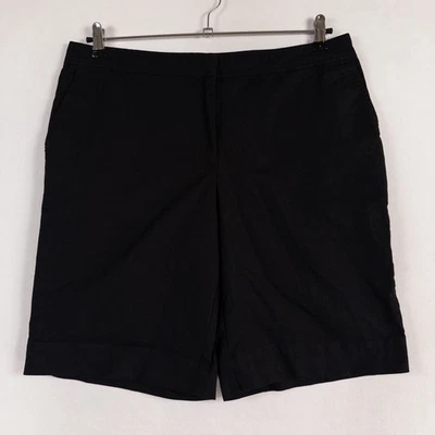IZOD Shorts Womens 16 Black Bermuda Cotton Spandex Flat Front Casual Summer - Image 1 of 4