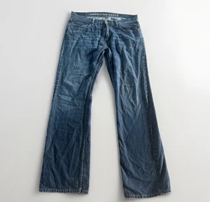 American Eagle Original Boot Jeans Mens 34x34 Blue Dark Wash Mid Rise Denim - Picture 1 of 8