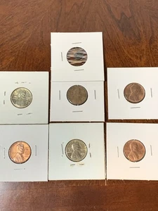 Lot of 6 Stamped Lincoln Penny Cents plus bonus novelty Lincoln coin - Picture 1 of 18