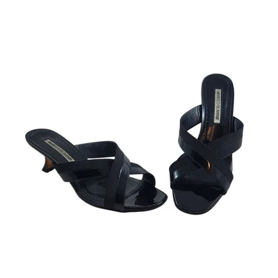 Manolo Blahnik Tacones Gatito Negros Talla 39 Puntera Abierta Leer  Foto 1 de 4