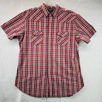 Винтажная мужская рубашка вестерн Polo Sport Ralph Lauren в клетку на пуговицах хлопок L - Изображение 1 из 4