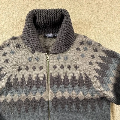 Suéter tejido con cremallera gris carbón XL French Connection Fair Isle para hombre Foto 1 de 4