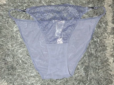 Adore Me/VS Mesh & Lace String Bikini Panty NEW Large Periwinkle  - Image 1 of 2