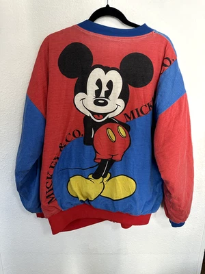 Chaqueta Roja Vintage Disney Mickey Mouse Grande Bombardero Reversible Cremallera Completa Foto 1 de 4