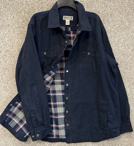 Duluth Trading Co Herren blau Canvas Flanell gefüttert Druckknopf Hemd Jac Jacke Größe XLT - Bild 1 von 13