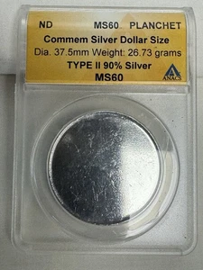 U.S. Commemorative Silver Dollar Planchet ANACS MS60 Type 2- Silver - Picture 1 of 5